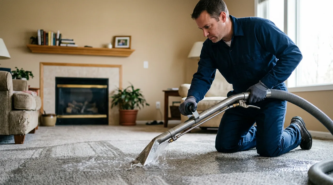 Water damage restoration technician working near Indian, AK